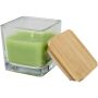 Ambra square glass candle with bamboo lid - Oasis Green