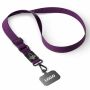 Geweven verstelbare crossbody telefoonhouder met gegraveerde metalen logoplaat