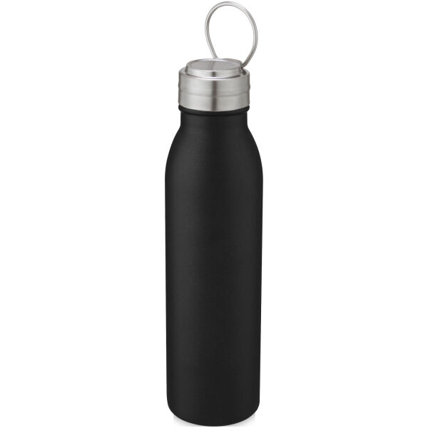Harper 700 ml RCS certified stainless steel water bottle with metal loop - Solid black