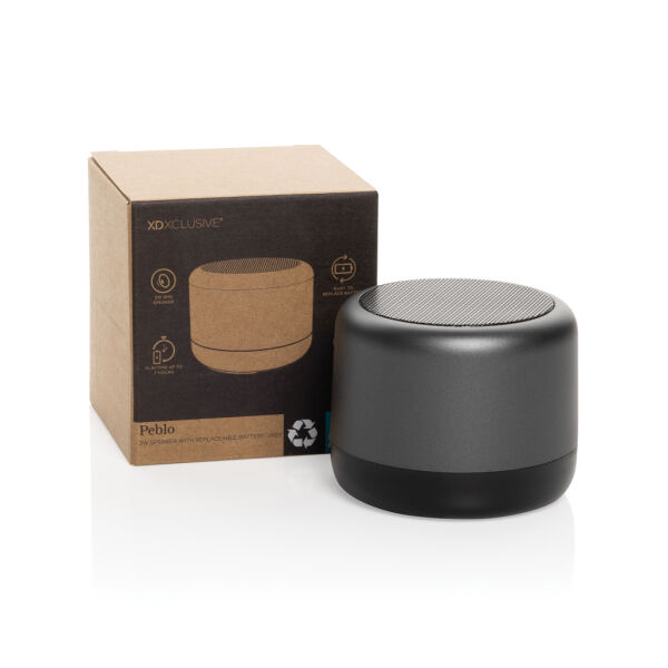 Peblo RCS 3W speaker met vervangbare batterij, grijs Peblo RCS 3W speaker met vervangbare batterij, grijs