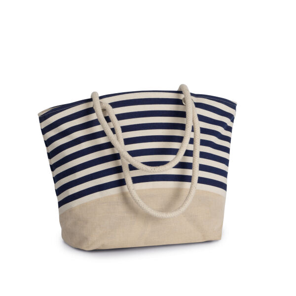 Shopper van jutecanvas in marinestijl