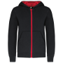 Kindersweatvest met capuchon Black / Red 6/8 jaar Kindersweatvest met capuchon Black / Red 6/8 jaar