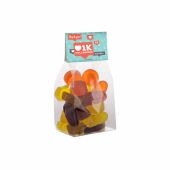Blokzakje met kopkaartje en 150 gram snoep, Transparant/Wit, Winegums