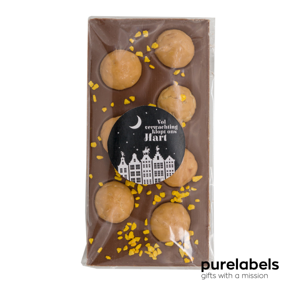 Sinterklaas chocolade | Reep caramel en kruidnoten | 100 g