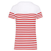 Marine-t-shirt ronde hals Bio dames White / Red Stripe S