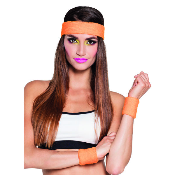 Neon Oranje set zweetbandjes 3-delig