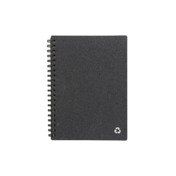 Notebook gerecycled leer Midi - Donker Grijs