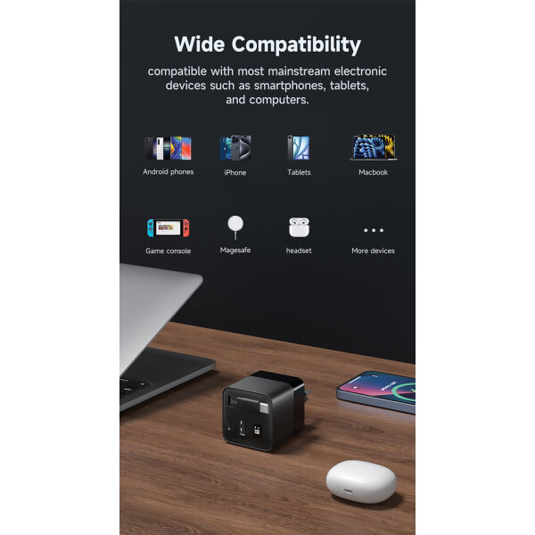 Urban Vitamin Mendocino 65W GaN lader, uittrekbare kabel, zwart Urban Vitamin Mendocino 65W GaN lader, uittrekbare kabel, zwart