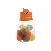 Blokzakje met kopkaartje in eigen vorm en 150 gram snoep
