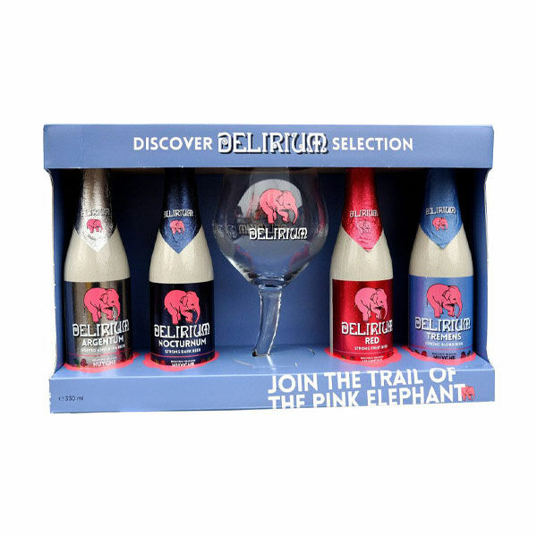 Delirium 4x33cl + glas I Geschenkverpakking