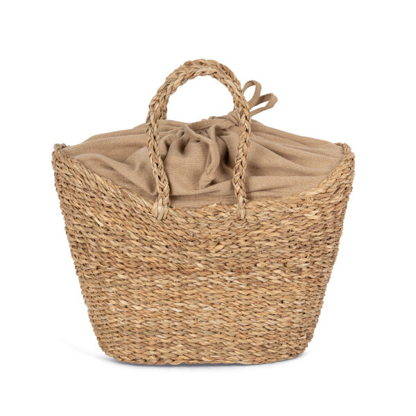 Eco-friendly half-moon seagrass basket bag