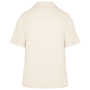 Damesoverhemd met korte mouwen en bowlingkraag van linnen Ivory XS