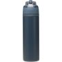 Theron 800 ml RCS enkelwandige gerecyclede roestvrijstalen waterfles, een deksel met dubbele functie en een uitklapbaar rietj - Marineblauw Theron 800 ml RCS enkelwandige gerecyclede roestvrijstalen waterfles, een deksel met dubbele functie en een uitklapbaar rietj - Marineblauw