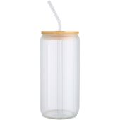 Mirage 500 ml enkelwandige drinkfles van borosilicaatglas met bamboe deksel - Transparent