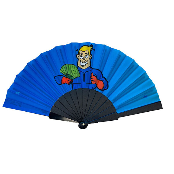 Kunststof handwaaier met full colour bedrukt polyester