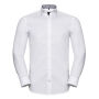 Men's LSL Tailored Contrast Herringbone Shirt white/silver/convoy grey 3XL