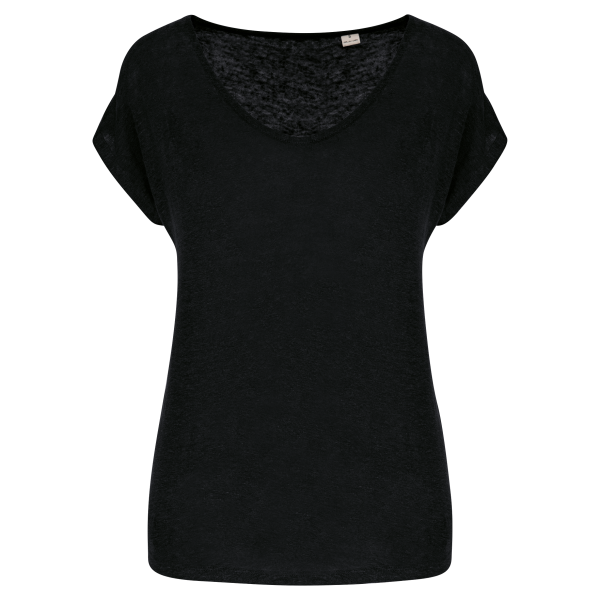 Linnen dames-t-shirt V-hals