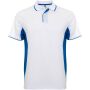Montmelo unisex sportpolo met korte mouwen - Wit/Koningsblauw - S