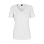 Interlock T-shirt | v-hals | dames - Wit, S