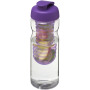 H2O Active® Base 650 ml sportfles en infuser met flipcapdeksel - Transparant/Paars