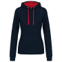 Damessweater met capuchon in contrasterende kleur Navy / Red S