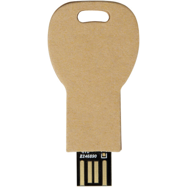 Sleutelvormige USB 2.0 van gerecycled papier - Kraft bruin - 128GB
