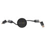Terra RCS gerecycled aluminium uittrekbare 45W 6-in-1-kabel, grijs