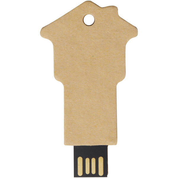 Huisvormige USB 2.0 van gerecycled papier - Kraft bruin - 128GB