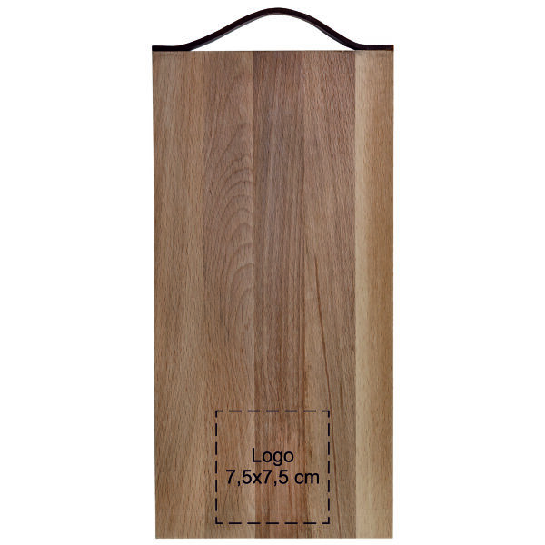 Plank met leren handvat beuken 33x16 cm Plank met leren handvat beuken 33x16 cm