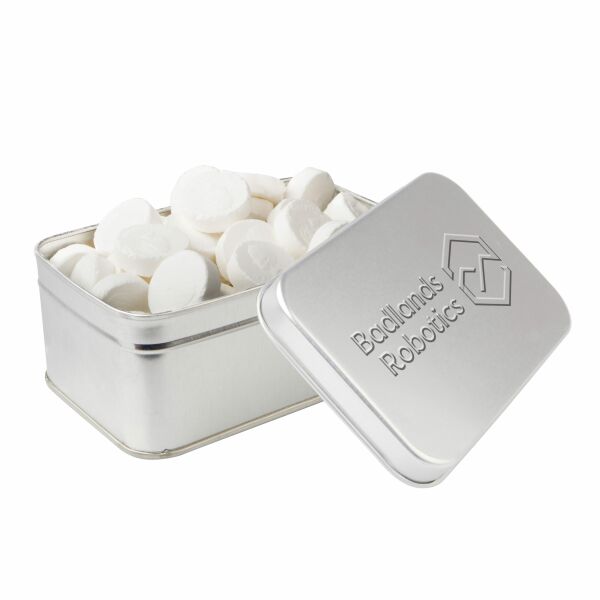 Rechthoekig blik met embossing Zilver Wilhelmina pepermunt Rechthoekig blik met embossing Zilver Wilhelmina pepermunt