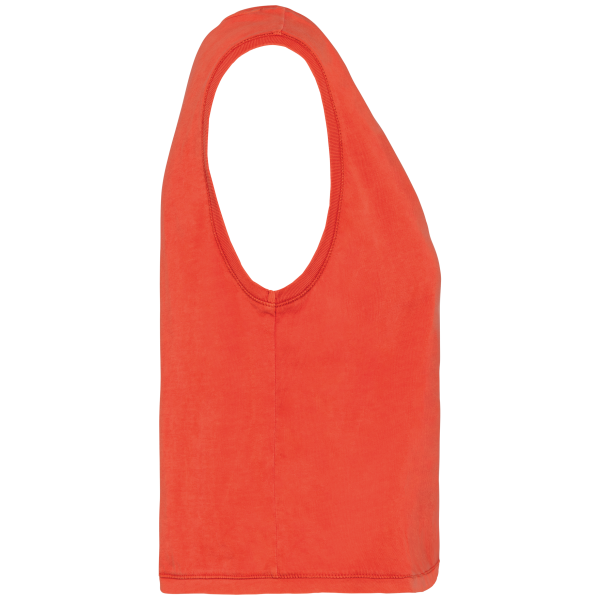 Ecologisch cropped mouwloos dames-T-shirt Washed Paprika XS Ecologisch cropped mouwloos dames-T-shirt Washed Paprika XS