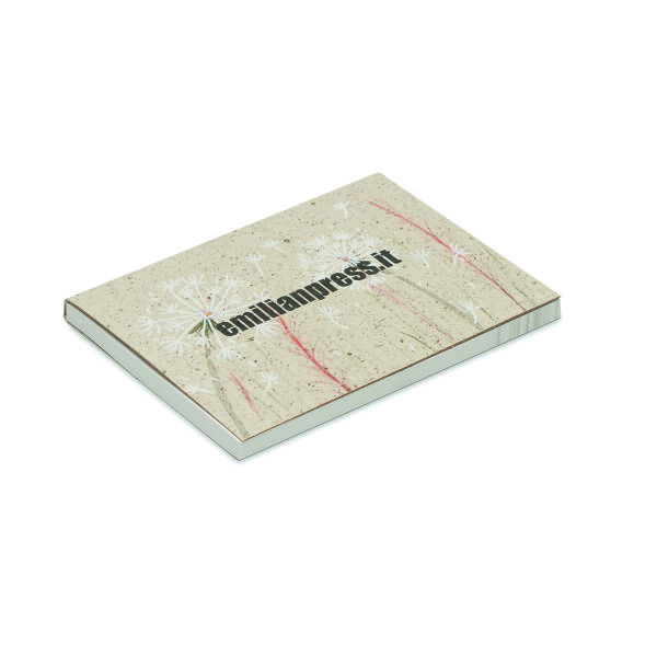 Graspapieren zachte kaft met gerecyclede sticky notes (EU‑productie)