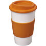 Americano® geïsoleerde beker van 350 ml met handgreep - Oranje/Wit Americano® geïsoleerde beker van 350 ml met handgreep - Oranje/Wit