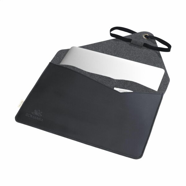 Recycled Felt & Apple Leather Laptop Sleeve 15/16" - schwarz Recycled Felt & Apple Leather Laptop Sleeve 15/16" - schwarz
