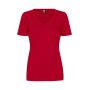 Interlock T-shirt | v-hals | dames - Rood, S
