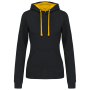 Damessweater met capuchon in contrasterende kleur Black / Yellow S