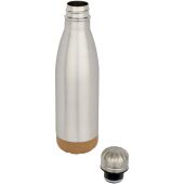 Cove 500 ml dubbelwandige vacuüm geïsoleerde roestvrijstalen waterfles met kurkdetails - Mat zilver