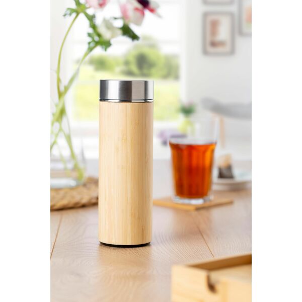 Bamboe en RVS, dubbelwandige thermosfles Yara bruin Bamboe en RVS, dubbelwandige thermosfles Yara bruin