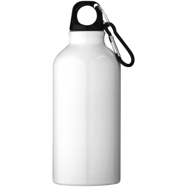 Oregon 400 ml RCS certified recycled aluminium water bottle with carabiner - White