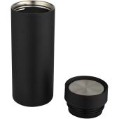 Illuminate 650 ml RCS gerecyclede dubbelwandige roestvrijstalen waterfles met 3-delige dekselset - Zwart
