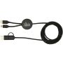 Chechia 5-in-1 150 cm datasynchronisatie- en 27 W snellaadkabel van gerecycled plastic met bamboe details - Zwart