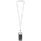 Addie sublimatie RPET-lanyard met telefoonhouder en veiligheidssluiting - Wit/Wit - 10mm