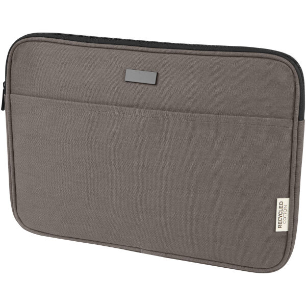Joey 14 inch GRS gerecyclede canvas laptophoes, 2 l - Grijs Joey 14 inch GRS gerecyclede canvas laptophoes, 2 l - Grijs