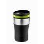 Metmaxx® "CremaOfficina" thermo beker zilver/zwarte hoes/groene ring