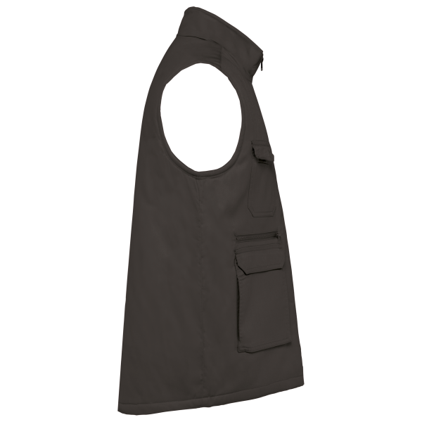 Gewatteerde uniseks bodywarmer van polykatoen multizakken Dark Grey 5XL Gewatteerde uniseks bodywarmer van polykatoen multizakken Dark Grey 5XL