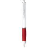 Nash balpen met witte houder en gekleurde grip (blauwe inkt) - Wit/Rood