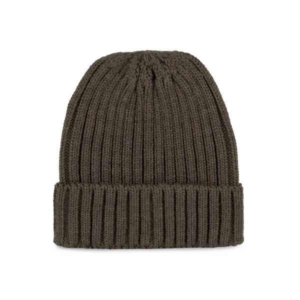 Dubbel geribde muts met omslag Algae Green One Size Dubbel geribde muts met omslag Algae Green One Size
