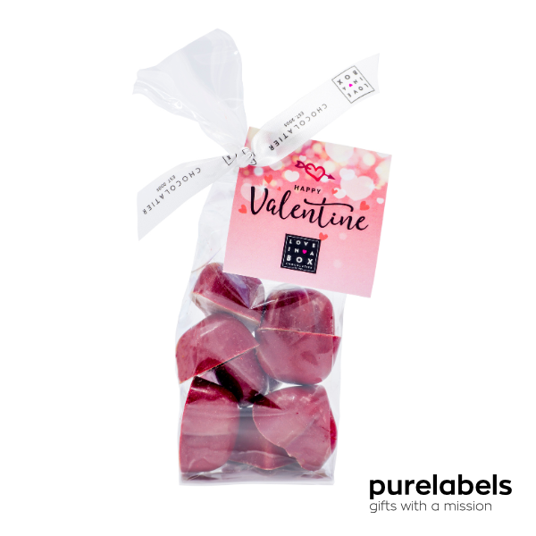 Valentijn cadeautje | Handgemaakte chocolade hartjes massief | 100g