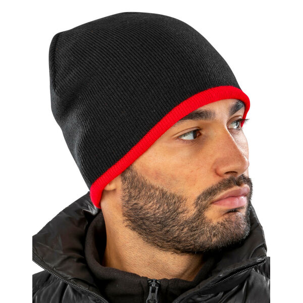 Soft Feel Cuffless Reversible Beanie - Black/Yellow - One Size Soft Feel Cuffless Reversible Beanie - Black/Yellow - One Size