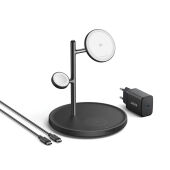 Anker MagGo draadloze oplaadstandaard (3-in-1-standaard), zwart